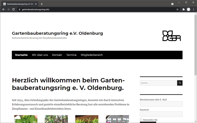 <b>Gartenbauberatungsring e.V. Oldenburg</b> <br /> Realisierung der Internet-Präsentation mit Wordpress.