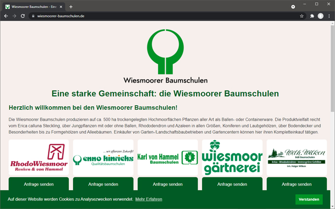 <b>Wiesmoorer Baumschulen</b> <br /> Konzeption, Design und Realisierung der Internet-Präsentation.