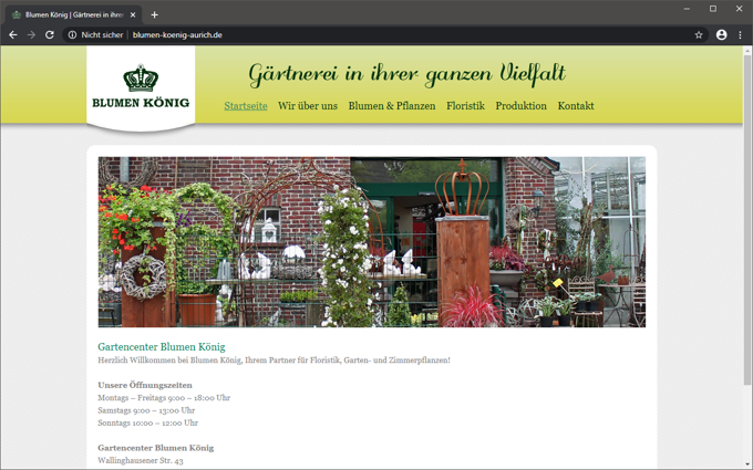 <b>Gartencenter Blumen König</b> <br /> Konzeption, Design und Realisierung der Internet-Präsentation mit Wordpress.