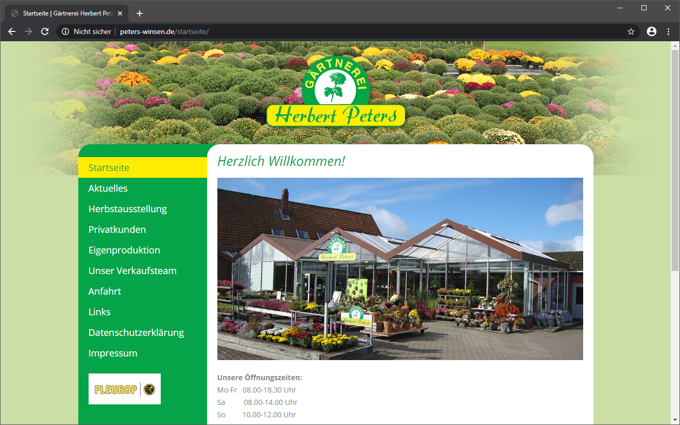 <b>Gärtnerei Herbert Peters</b> <br /> Konzeption, Design und Realisierung der Internet-Präsentation mit Wordpress.